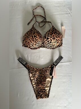 Victoria’s Secret Leopard Bling Push Up Two-Piece Swim Suit, New